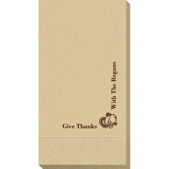 Corner Text with Turkey Design Guest Towels
